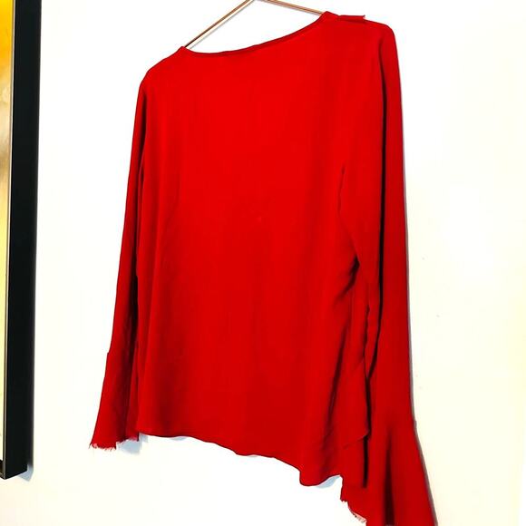 Bailey 44 Red Ruffled Layered Long Sleeve Blouse Size Large - Picture 6 of 11